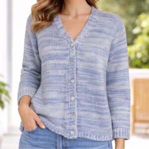 Ballantyne Scotland Silk Cotton Cardi Lavender Marled Knit Luxury Minimalist M